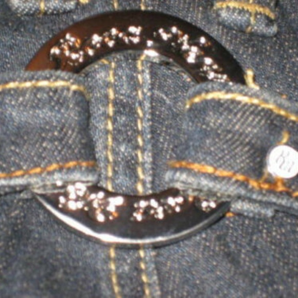 NEW Y2k Rocawear Western Buckle Seam GRAY-BLUE Wide Leg Flare Stretch Jean 9 - Picture 12 of 16